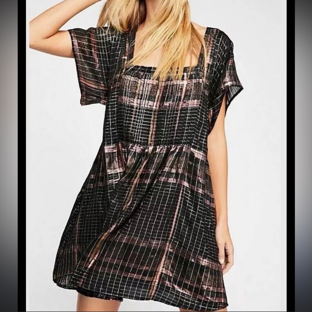 Free People “Barcelona” Plaid Mini Dress – Size M - Picture 2 of 8